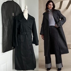 NWT banana republic timeless black trench coat water resistant long jacket maxi